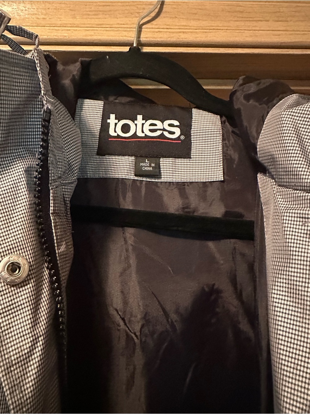 totes Black Jacket with Black & White Microcheck Trim